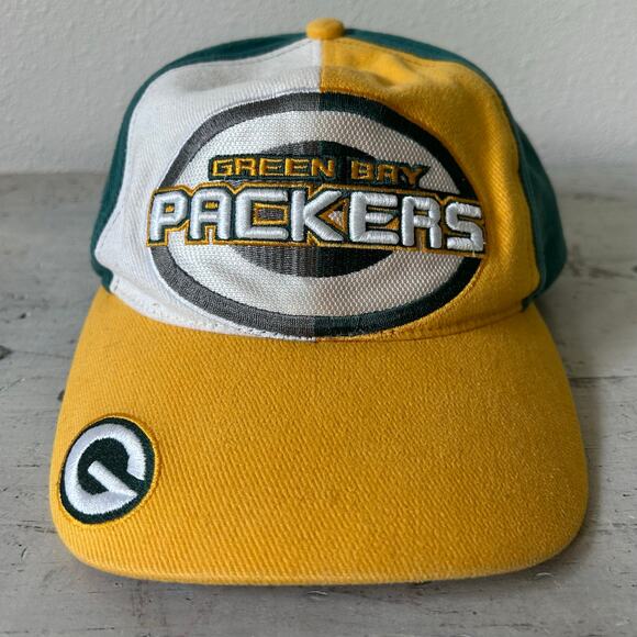 Vintage NFL Green Bay Packers color block embroidered football 90s Y2K hat - Picture 2 of 15